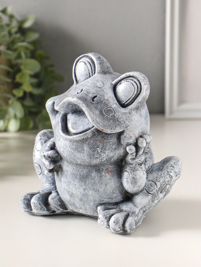 Копилка для денег полистоун «Лягушонок», 16 см, серый камень