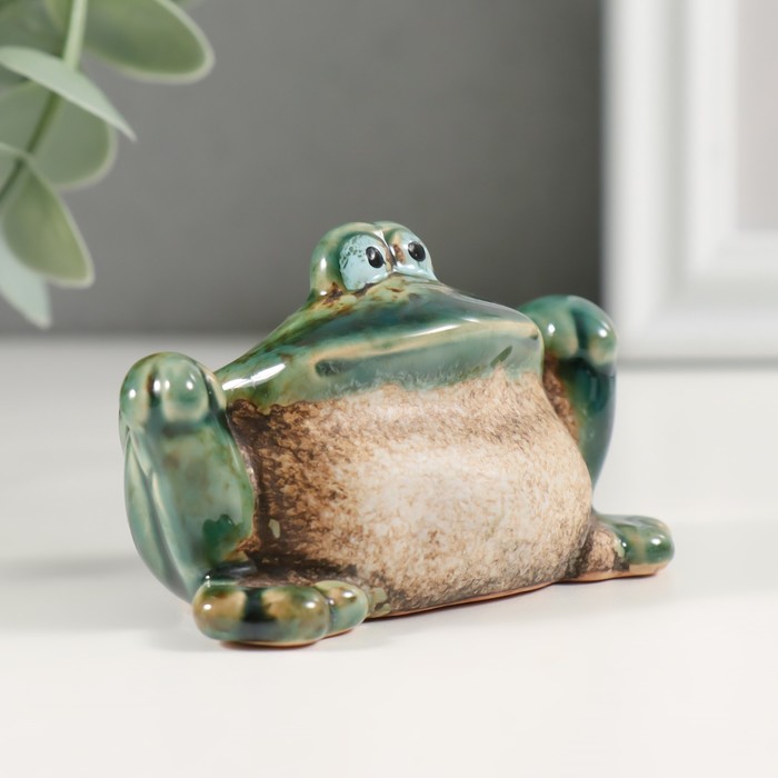 Фигурка керамика «Зелёная лягушка с лапками на коленях», 4.7×7.2×4.5 см