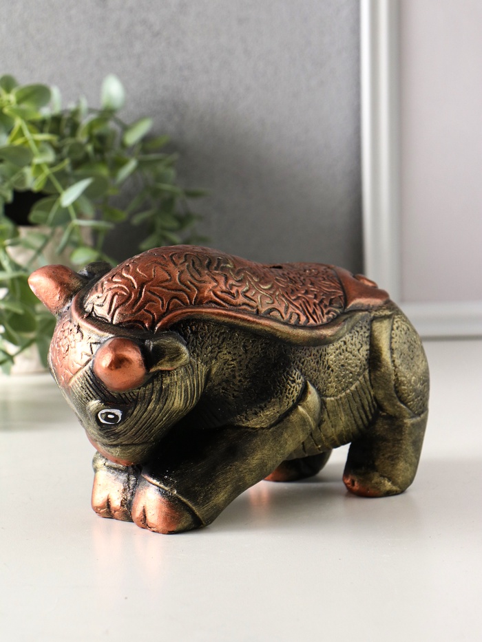 Копилка для денег «Бык», гипс, 12×18.5×9.5 см, золото