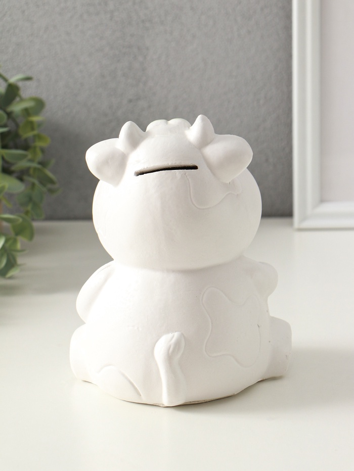 Копилка для денег «Корова», гипс, 19 см, белая