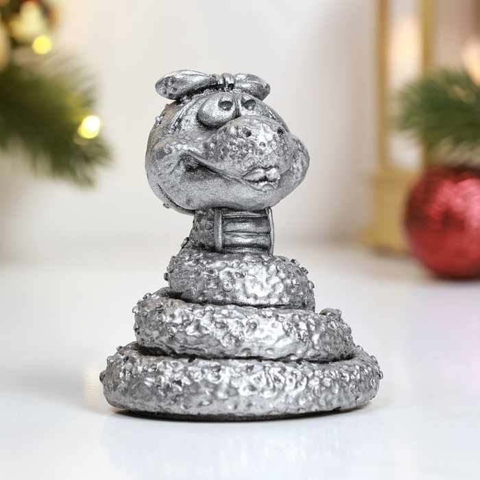 Фигурка «Змея-домохозяйка», 8.5×7×7 см, серебро