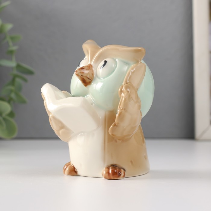 Фигурка керамика «Маленький филин с книгой», 7×7×9 см