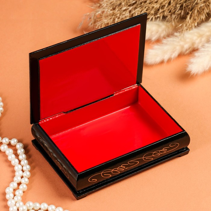 Шкатулка для украшений «Герберы», 10×14 см, лаковая миниатюра