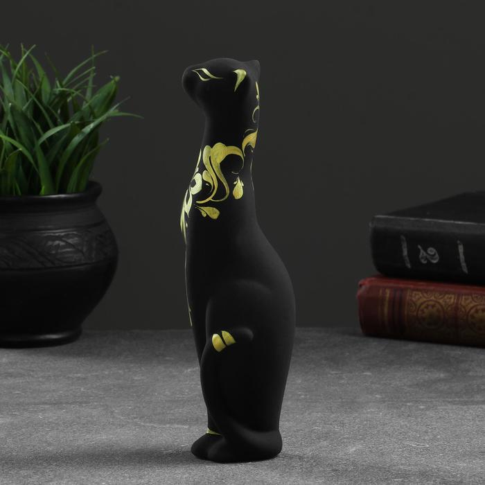 Фигурка керамика «Кошка Багира прямая», чёрный, 6×6×21 см