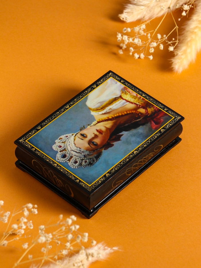 Шкатулка для украшений «Краса», 10×14 см, лаковая миниатюра