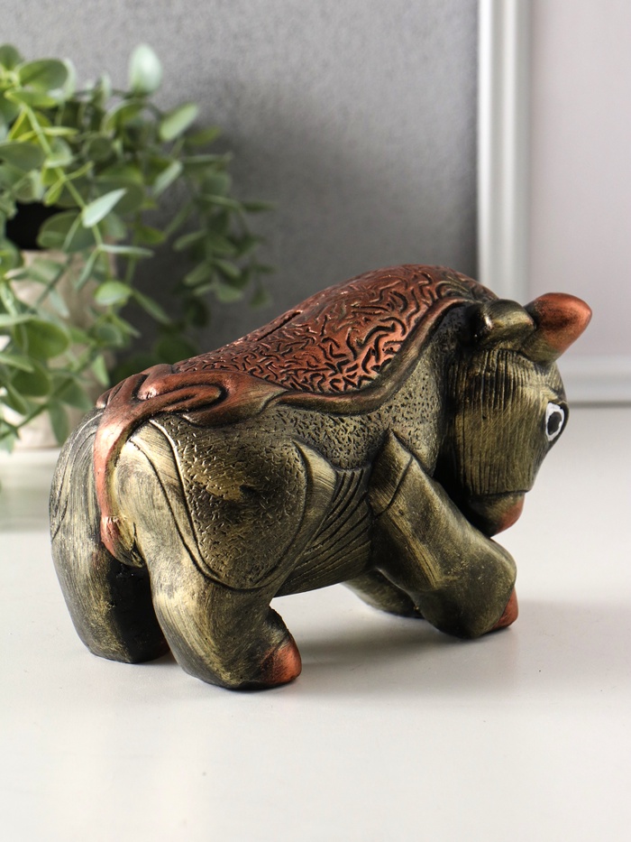 Копилка для денег «Бык», гипс, 12×18.5×9.5 см, золото