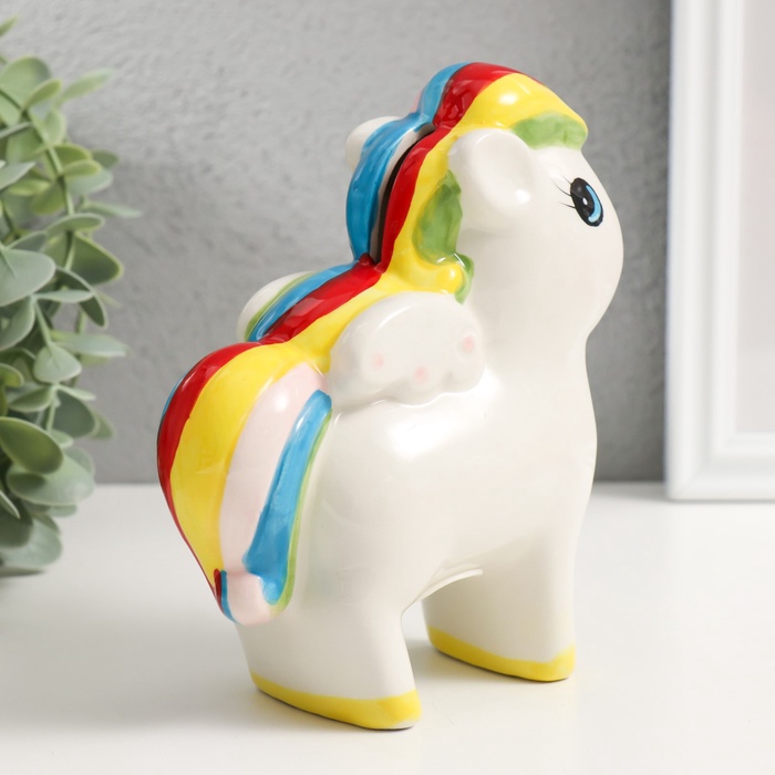 Копилка для денег «Лошадка с крыльями и яркой гривой», керамика, 13×6.5×16 см