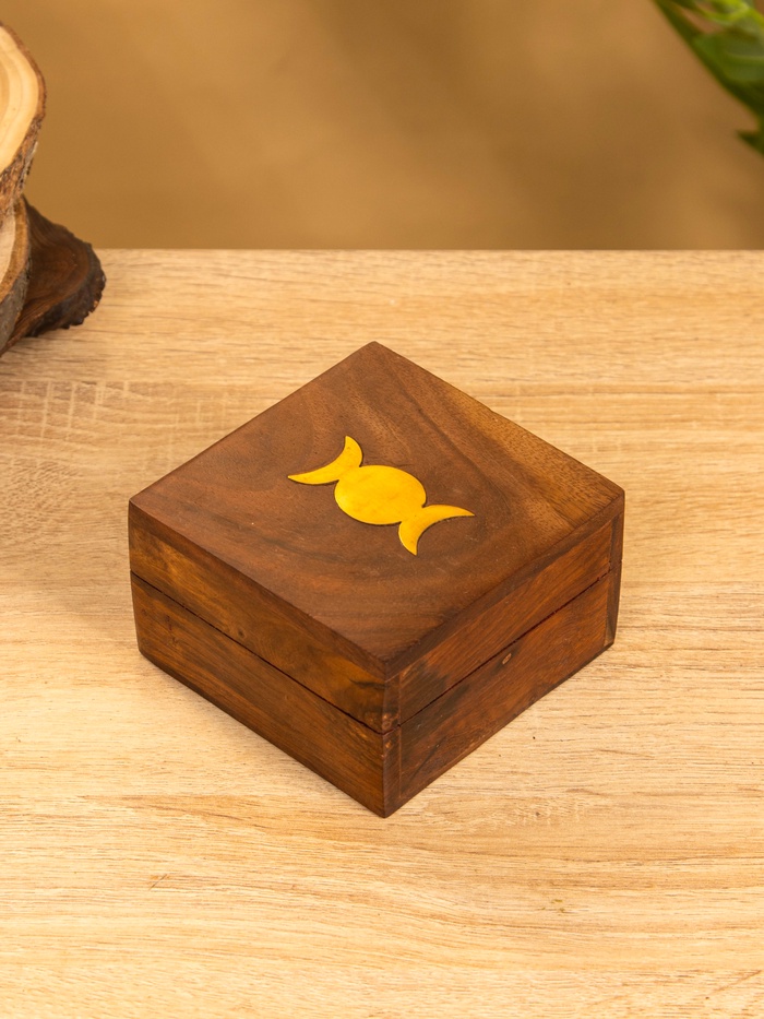 Шкатулка «Фазы Луны», 10×10×6 см, дерево шишам