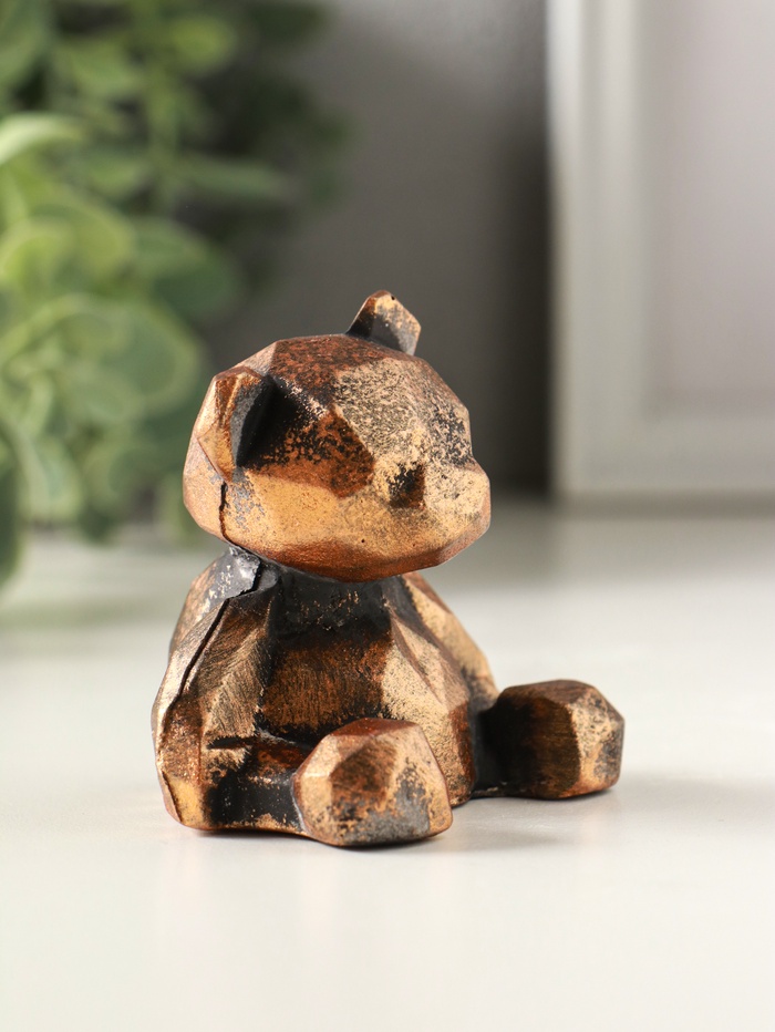 Фигурка гипс «Мишка геометрический», 6×6×5 см, винтажная бронза