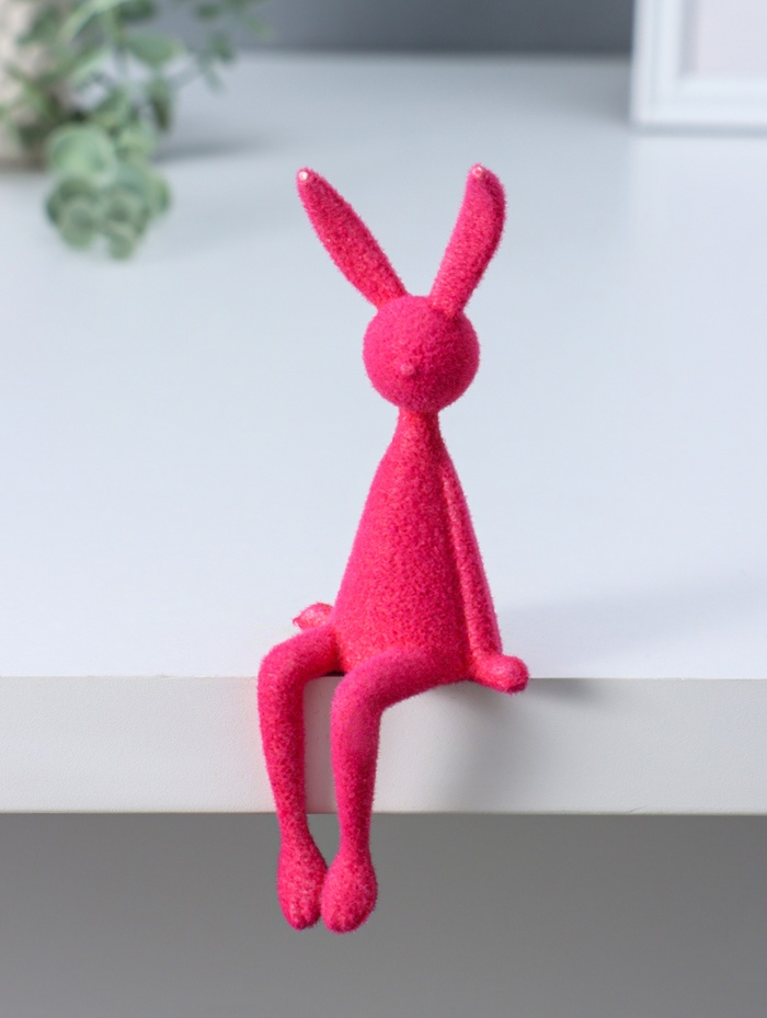 Фигурка настольная «Зайчик», ярко-розовый, на полку, 5×5.5×15 см
