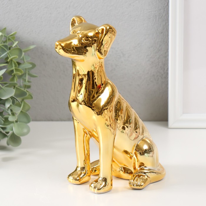 Копилка для денег «Пёсик золотой», керамика, 11.5×9.5×20.5 см