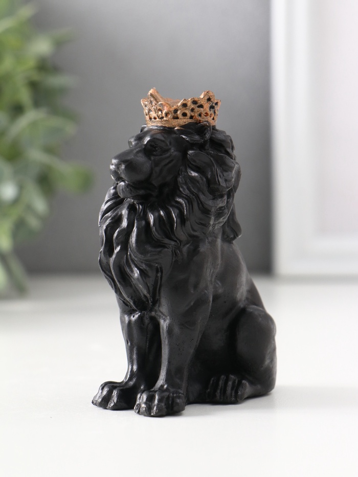 Фигурка гипс «Лев в короне», 9×4×6.5 см, чёрная