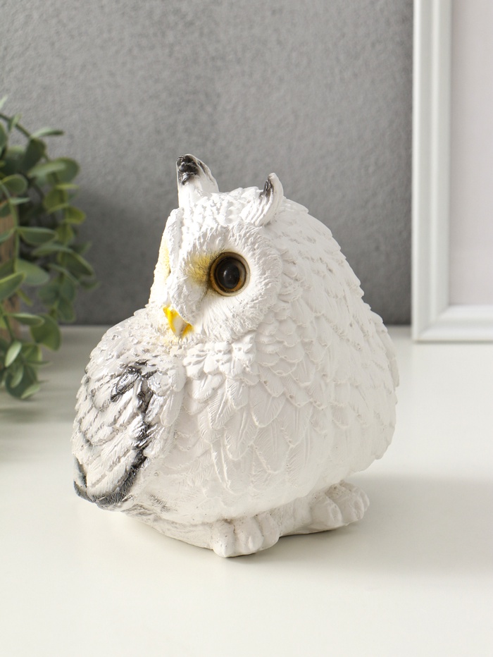 Копилка для денег «Сова», гипс, 15 см, белый