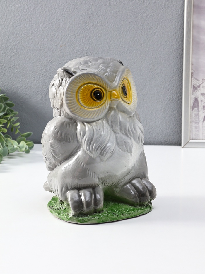 Копилка для денег «Сова», гипс, 25 см, серый