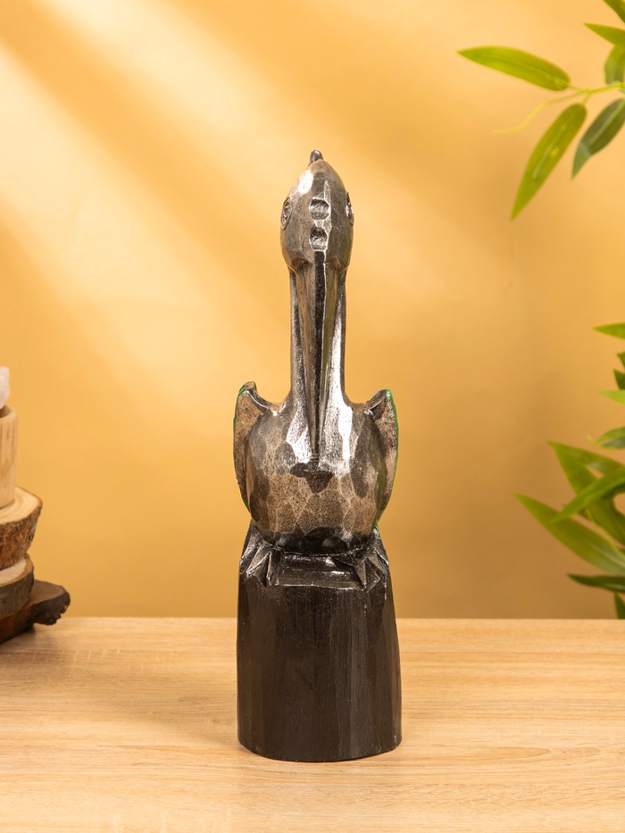 Сувенир интерьерный «Пеликан», 10×10×33 см, дерево, серебристый