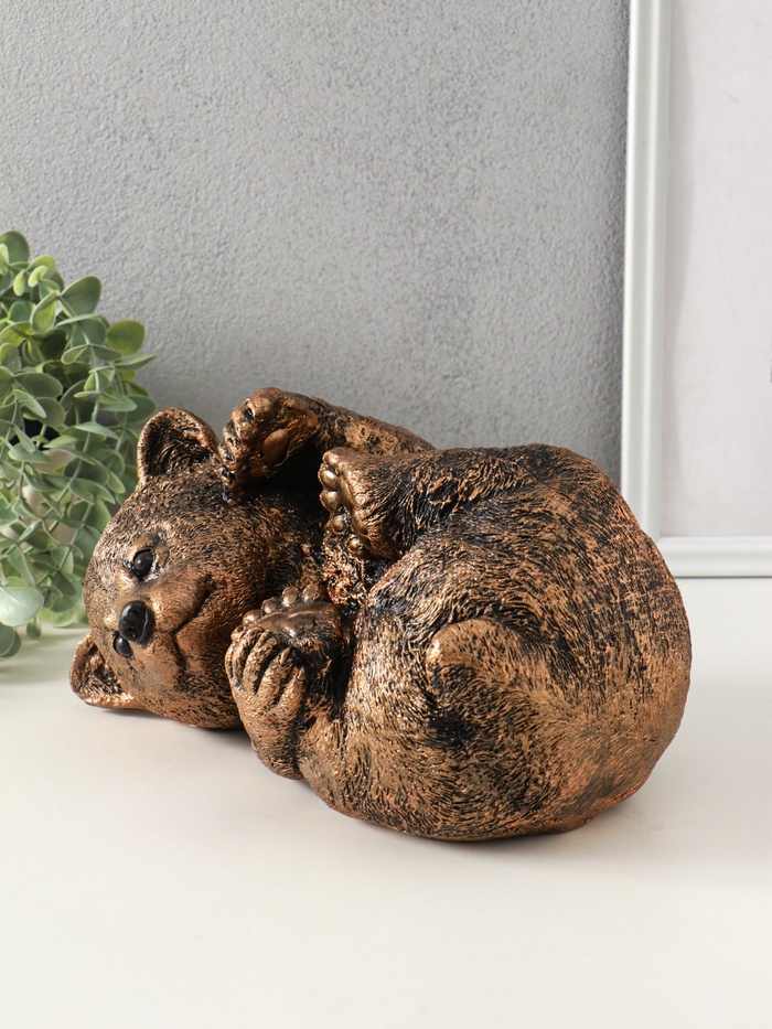 Копилка для денег «Мишка лёжа», гипс, 15×28 см, под бронзу