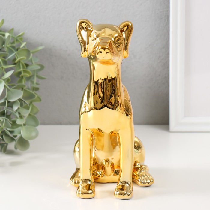 Копилка для денег «Пёсик золотой», керамика, 11.5×9.5×20.5 см