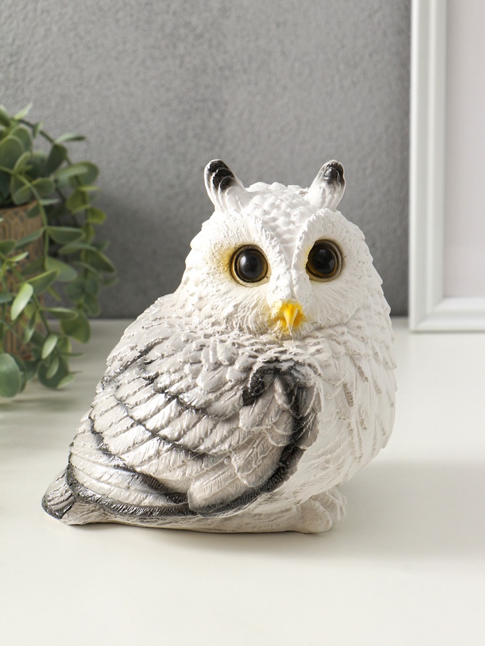 Копилка для денег «Сова», гипс, 15 см, белый