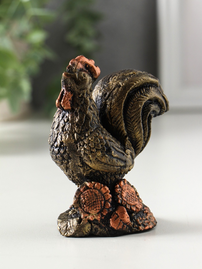 Фигурка гипс «Золотой петух», 9.7×8×5 см