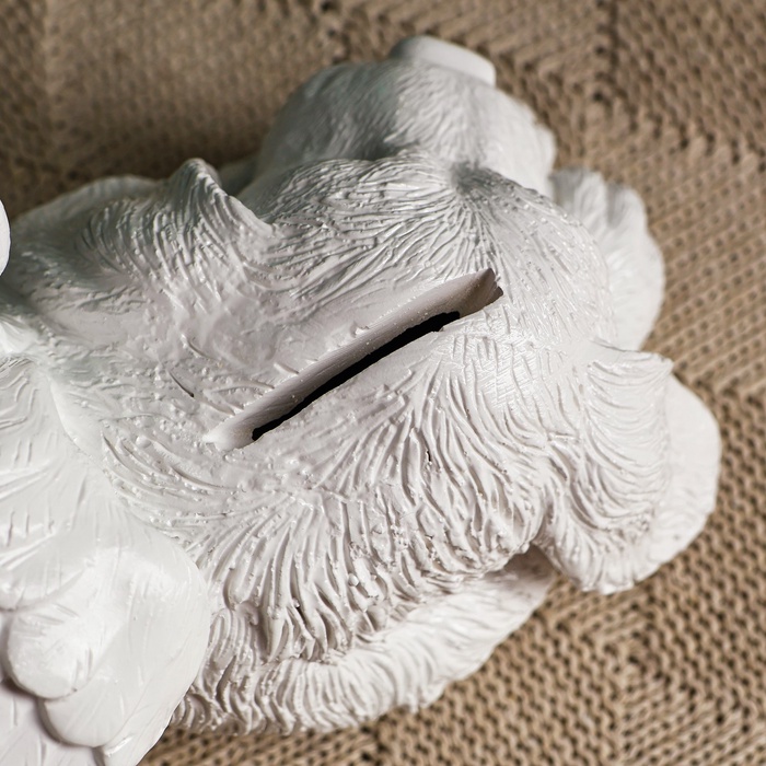 Копилка для денег «Пёсик-ангел», гипс, 21×12 см, белый