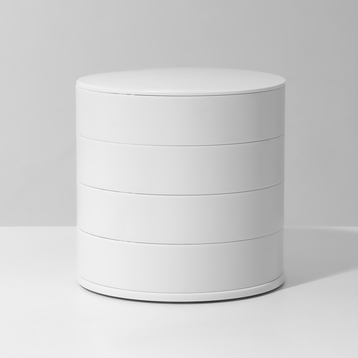 Шкатулка - органайзер для хранения украшений, 4 секции, 10×10×10 см, белая