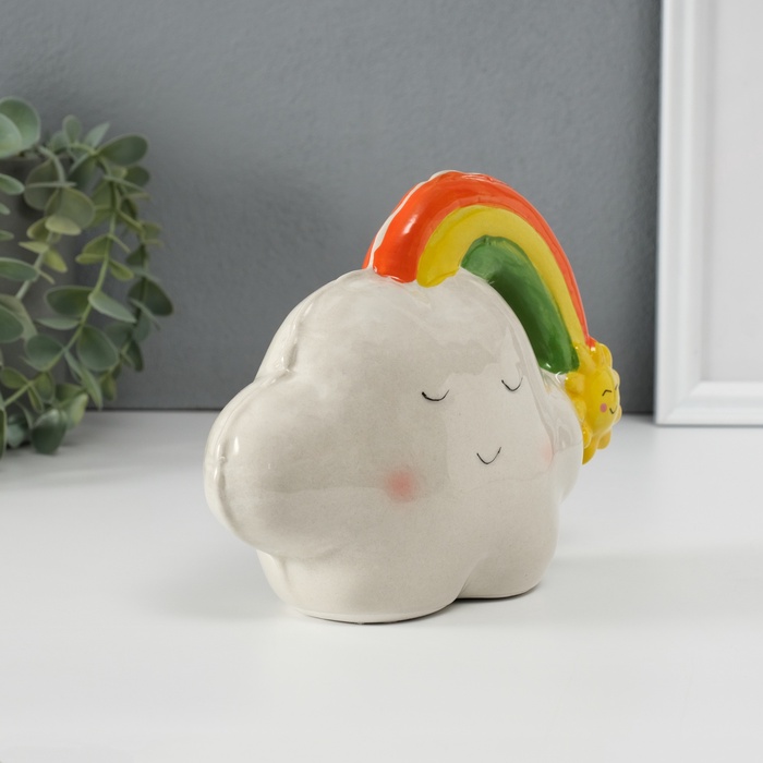 Копилка для денег «Облачко-шарик с радугой», керамика, 7.5×18×13.2 см