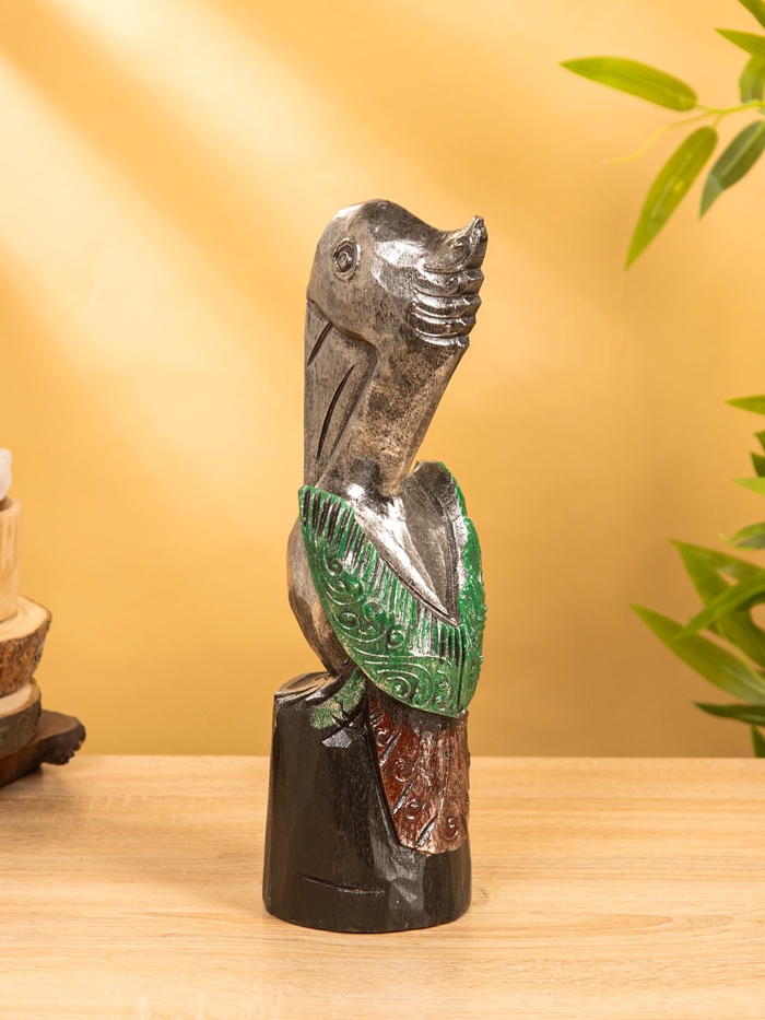 Сувенир интерьерный «Пеликан», 10×10×33 см, дерево, серебристый