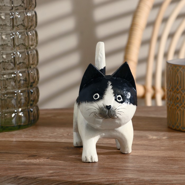 Сувенир «Котик», 7×11×12 см, дерево, чёрный, белый