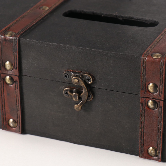 Шкатулка - салфетница «Чёрный чемодан», дерево, 14×23×9 см