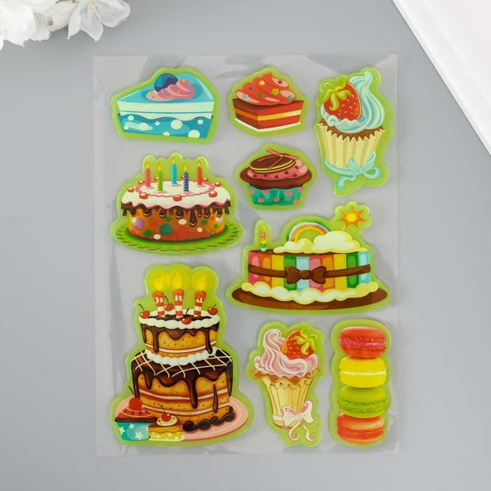 Интерьерные наклейки на стекло, окно «Сладости», силикон, фосфорные, 20×16 см