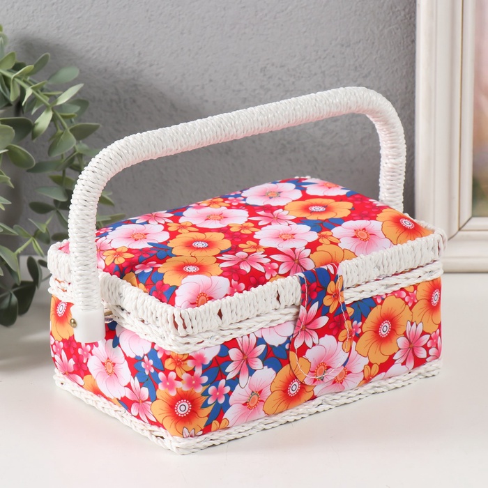 Шкатулка для рукоделия и шитья «Японский сад», хранение ниток, иголок, мелочи, 18×12×9.5 см