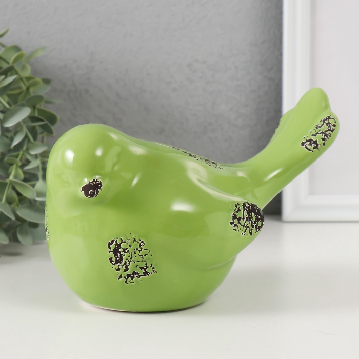 Копилка для денег «Зелёный воробышек», керамика, 18.8 11.9×13 см