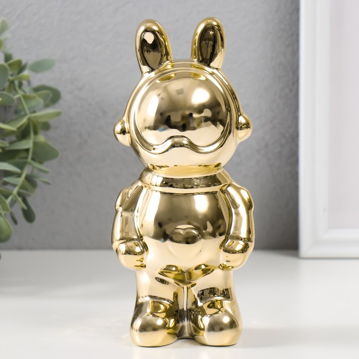 Фигурка керамика «Зайка-космонавт», золото, 8×6×17 см