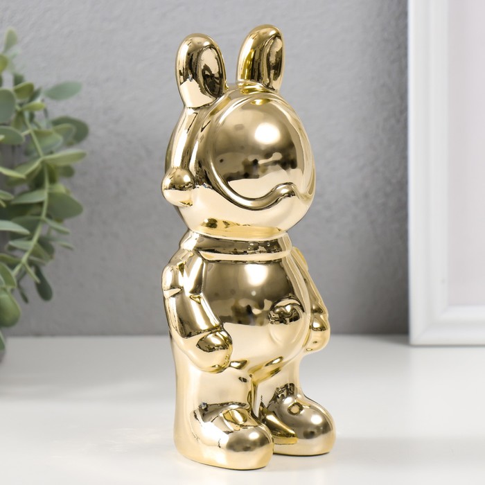 Фигурка керамика «Зайка-космонавт», золото, 8×6×17 см