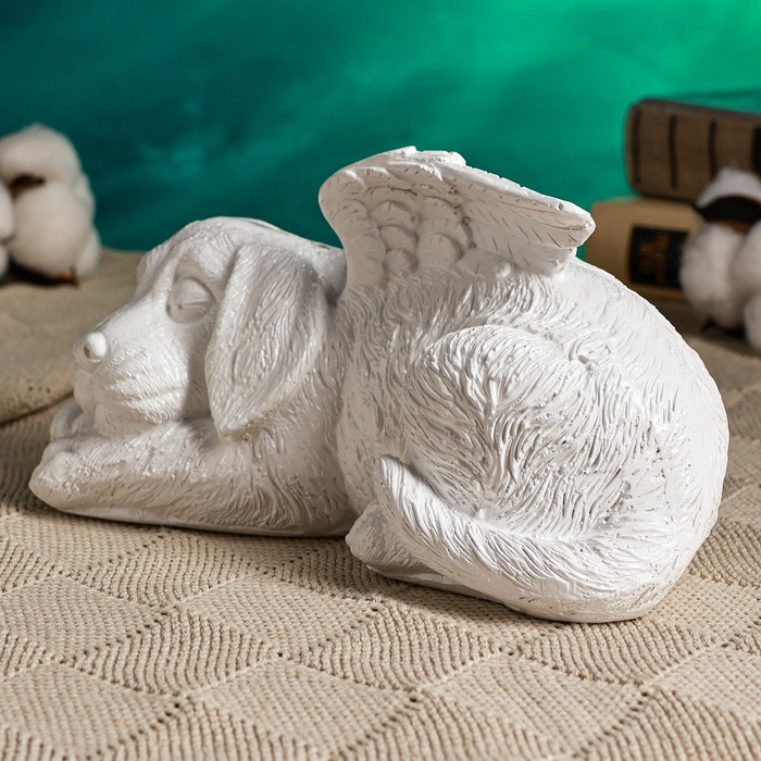 Копилка для денег «Пёсик-ангел», гипс, 21×12 см, белый