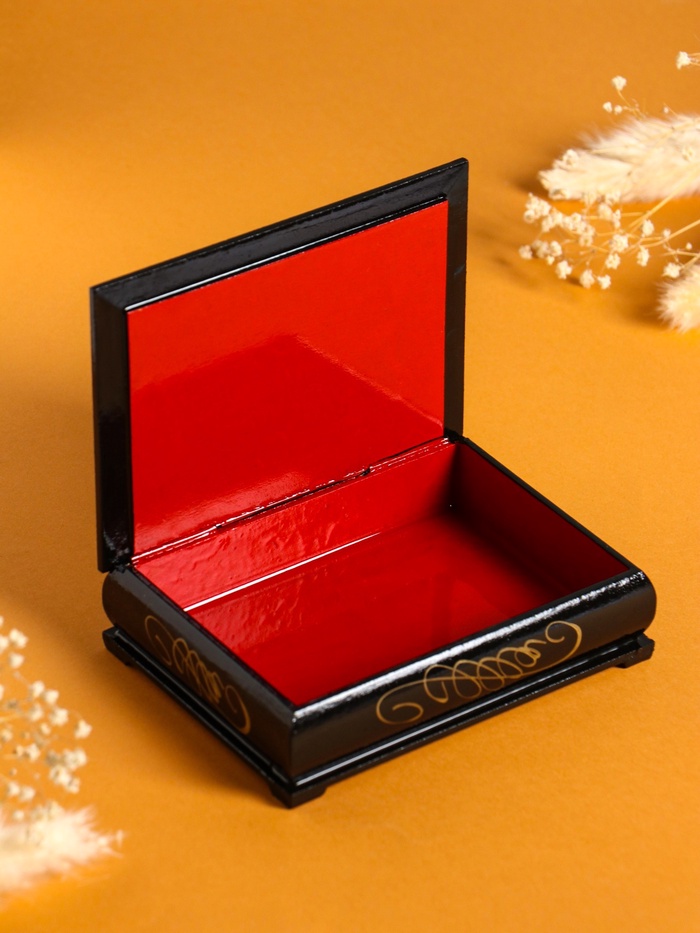 Шкатулка для украшений «Пара белых лошадей», 10×14 см, лаковая миниатюра