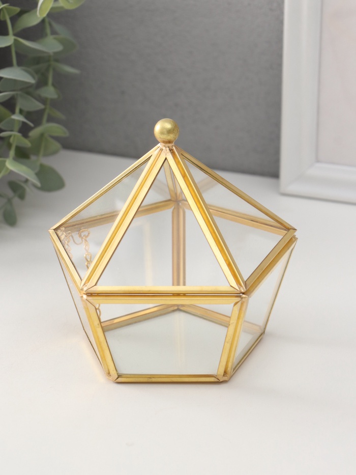 Шкатулка для украшений (колец, колье, серёг) «Домик маленький», 12×12×12 см, стекло