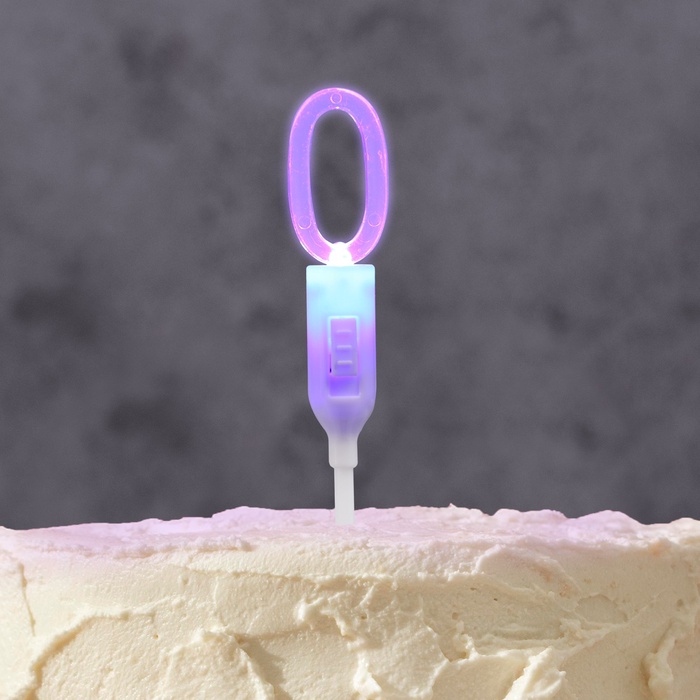 Светодиодная свеча «Цифра 0», 14.5 см, от батареек LR1130×3, свечение мульти (RGB)
