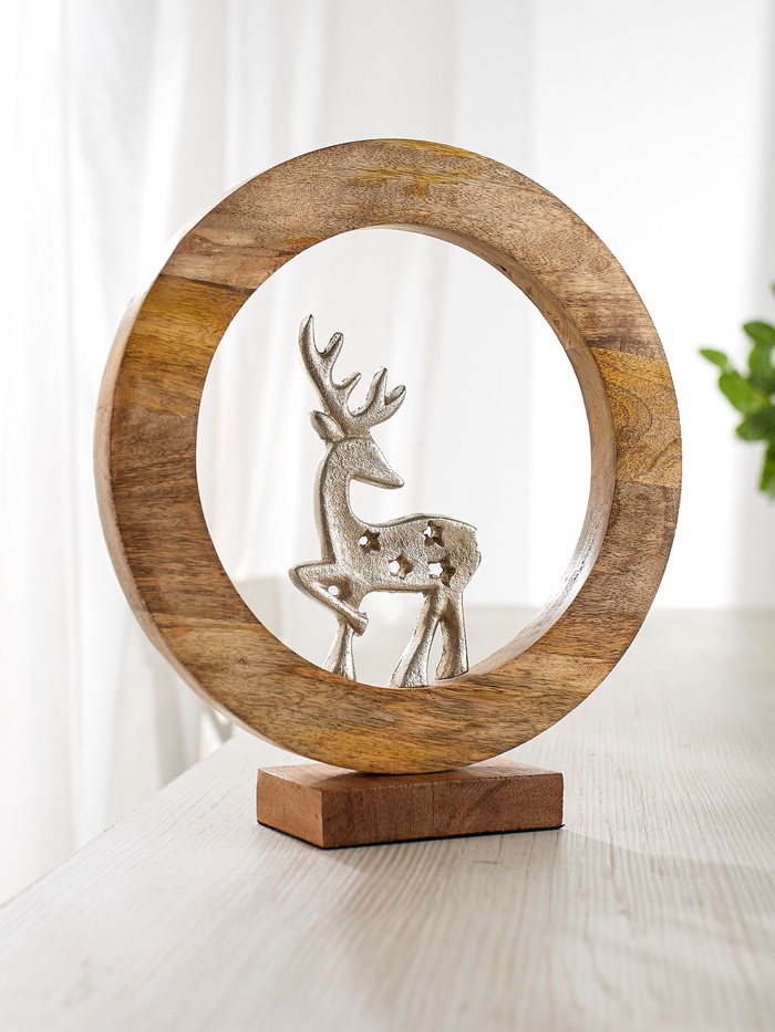 Сувенир интерьерный в деревянном кольце «Оленёнок», 30×8×33 см