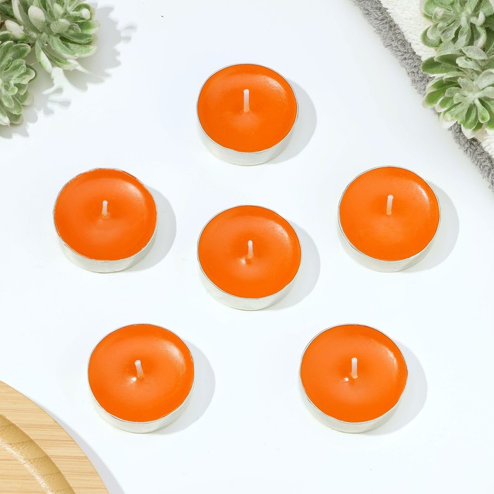 Набор свечей ароматических чайных, 6 шт., апельсин