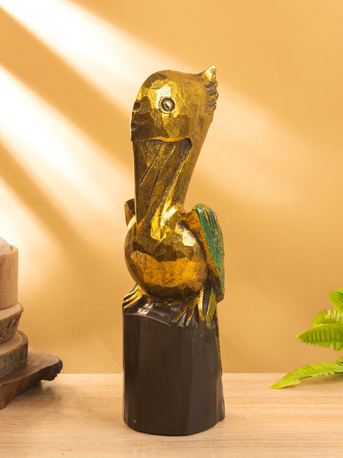 Сувенир интерьерный «Пеликан», 10×10×33 см, дерево, золото