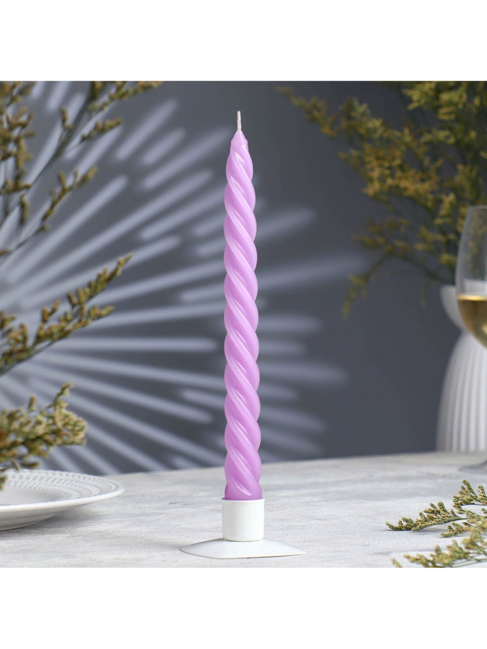 Свеча витая, 2.3×24.5 см, 5 ч, 50 г, сиреневая