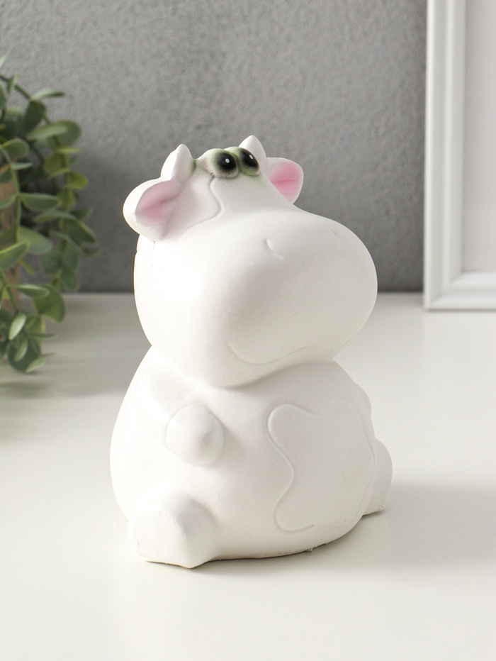 Копилка для денег «Корова», гипс, 19 см, белая