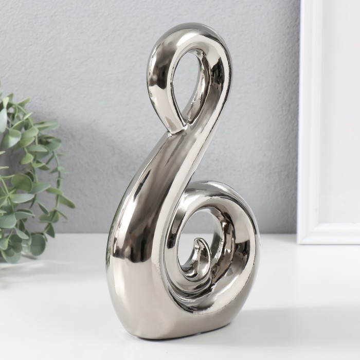 Фигурка керамика «Абстракция. Лебедь», серебро, 14.5×5.5×25 см