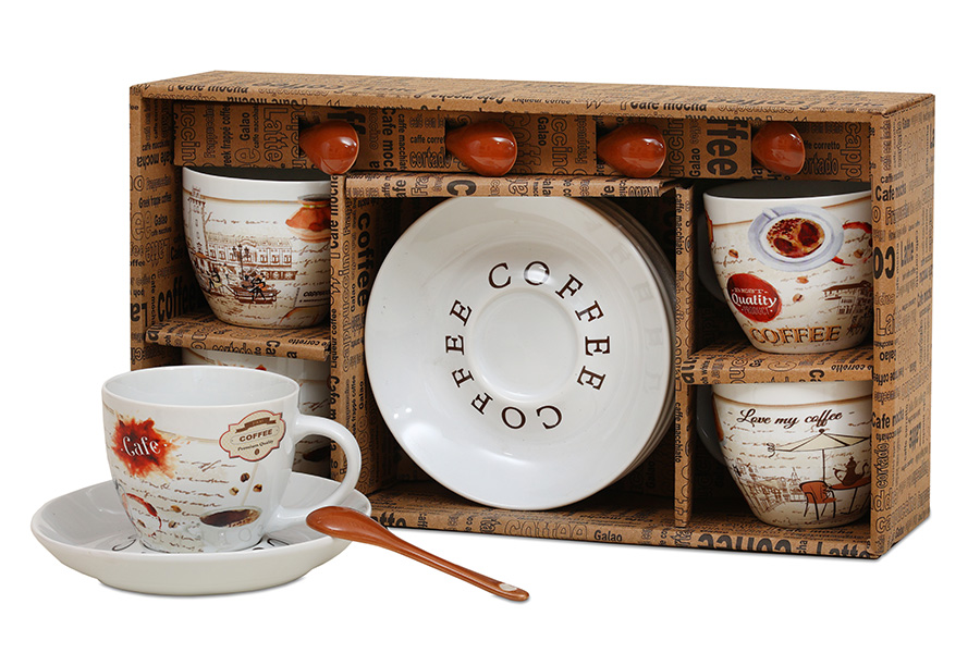 Набор чайный 12пр 180мл с ложками п/уп Кофейный дворик (уп.8)