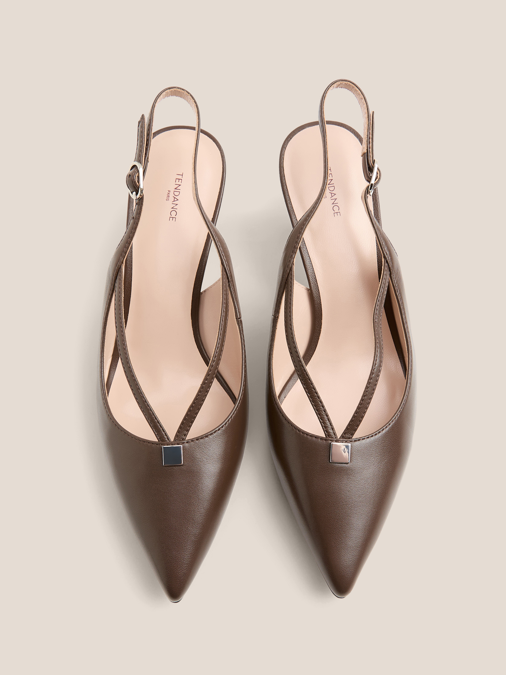 Женские туфли с открытой пяткой (слинг-бэк) TENDANCE 4722634, темно-коричневый