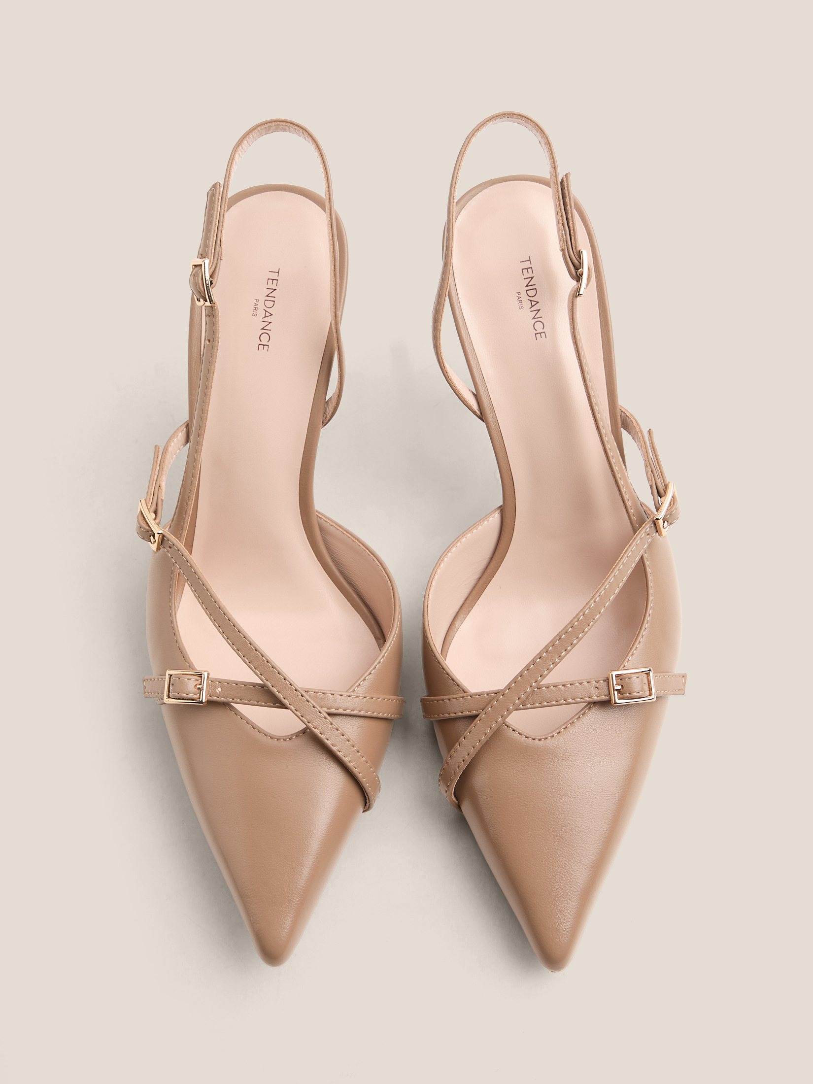 Женские туфли с открытой пяткой (слинг-бэк) TENDANCE 4838892, бежево-коричневый