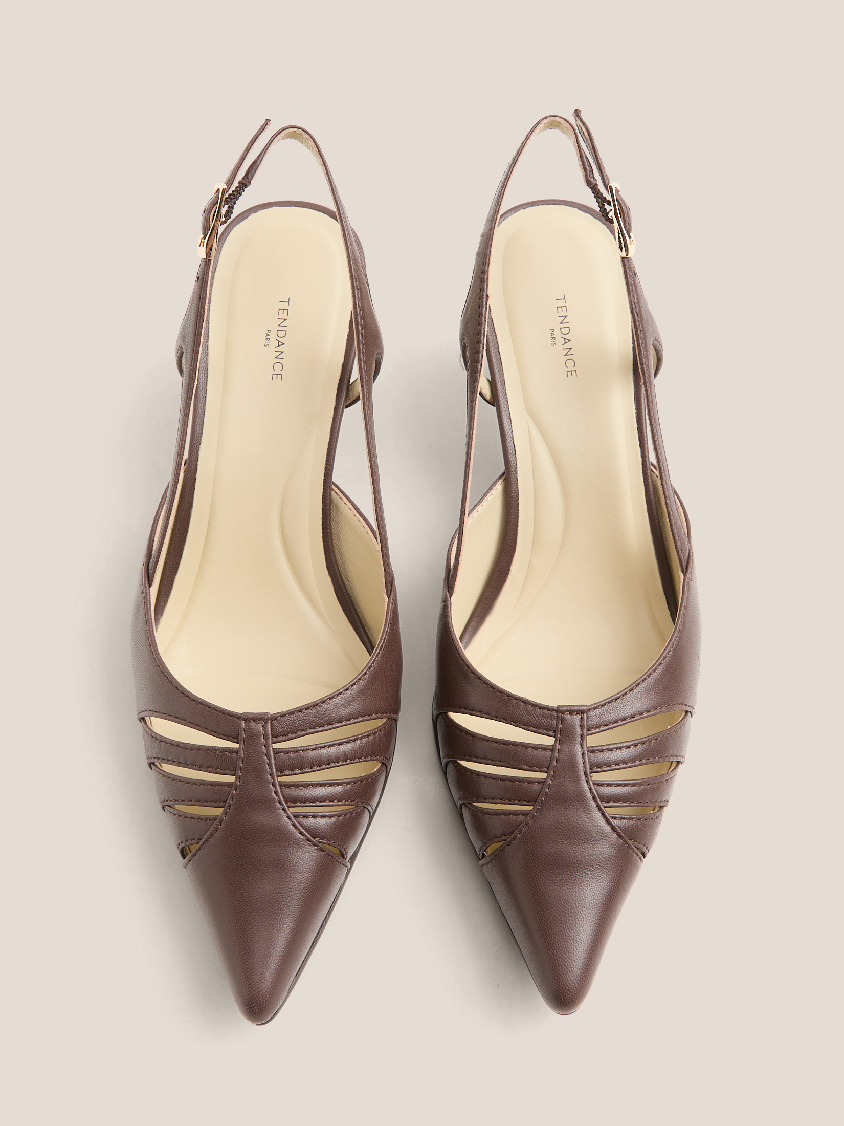 Женские туфли с открытой пяткой (слинг-бэк) TENDANCE 4873162, темно-коричневый