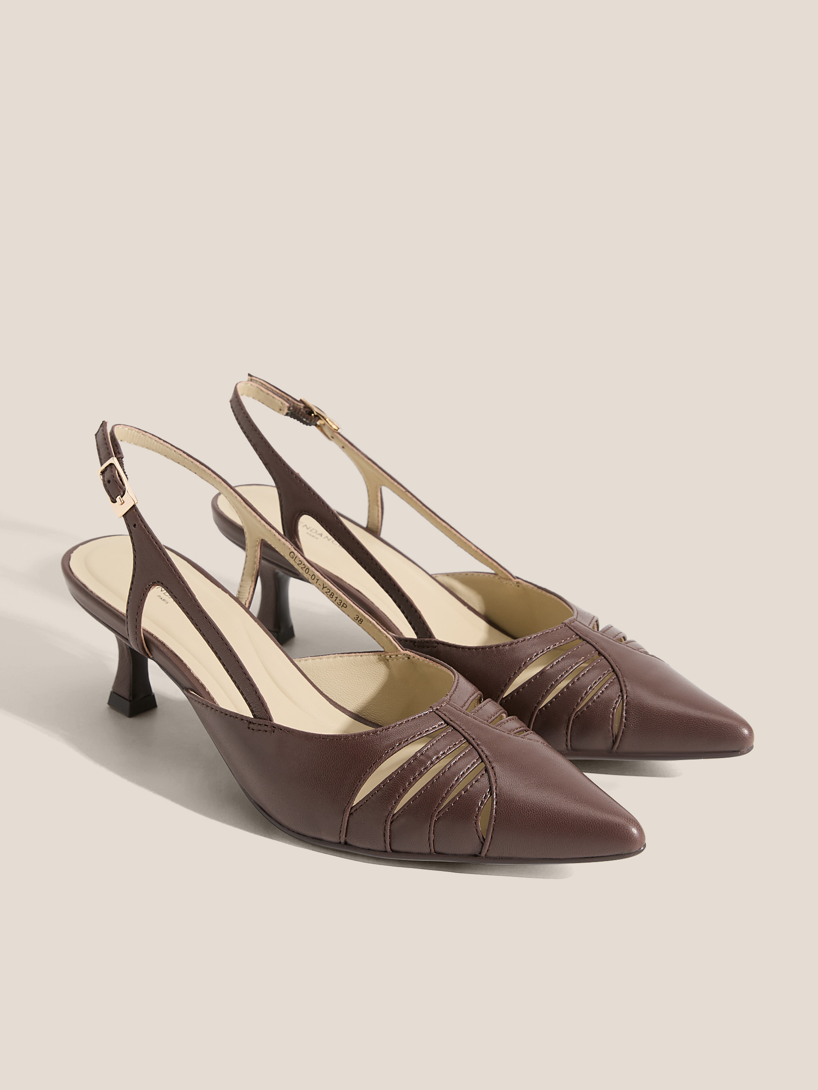 Женские туфли с открытой пяткой (слинг-бэк) TENDANCE 4873162, темно-коричневый