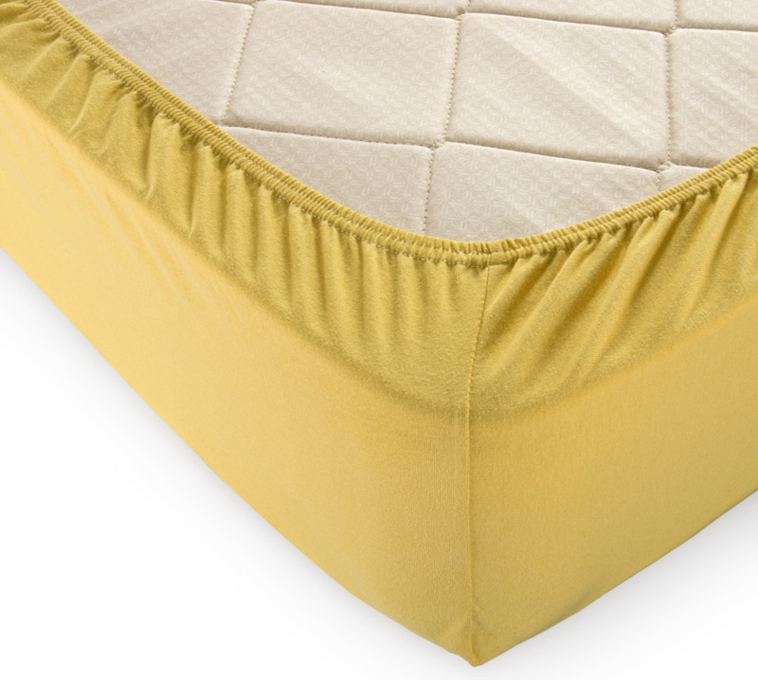 Простыня трикотажная на резинке 140гр борт 20 Текс-Дизайн Скидка 180*200, горчица евро